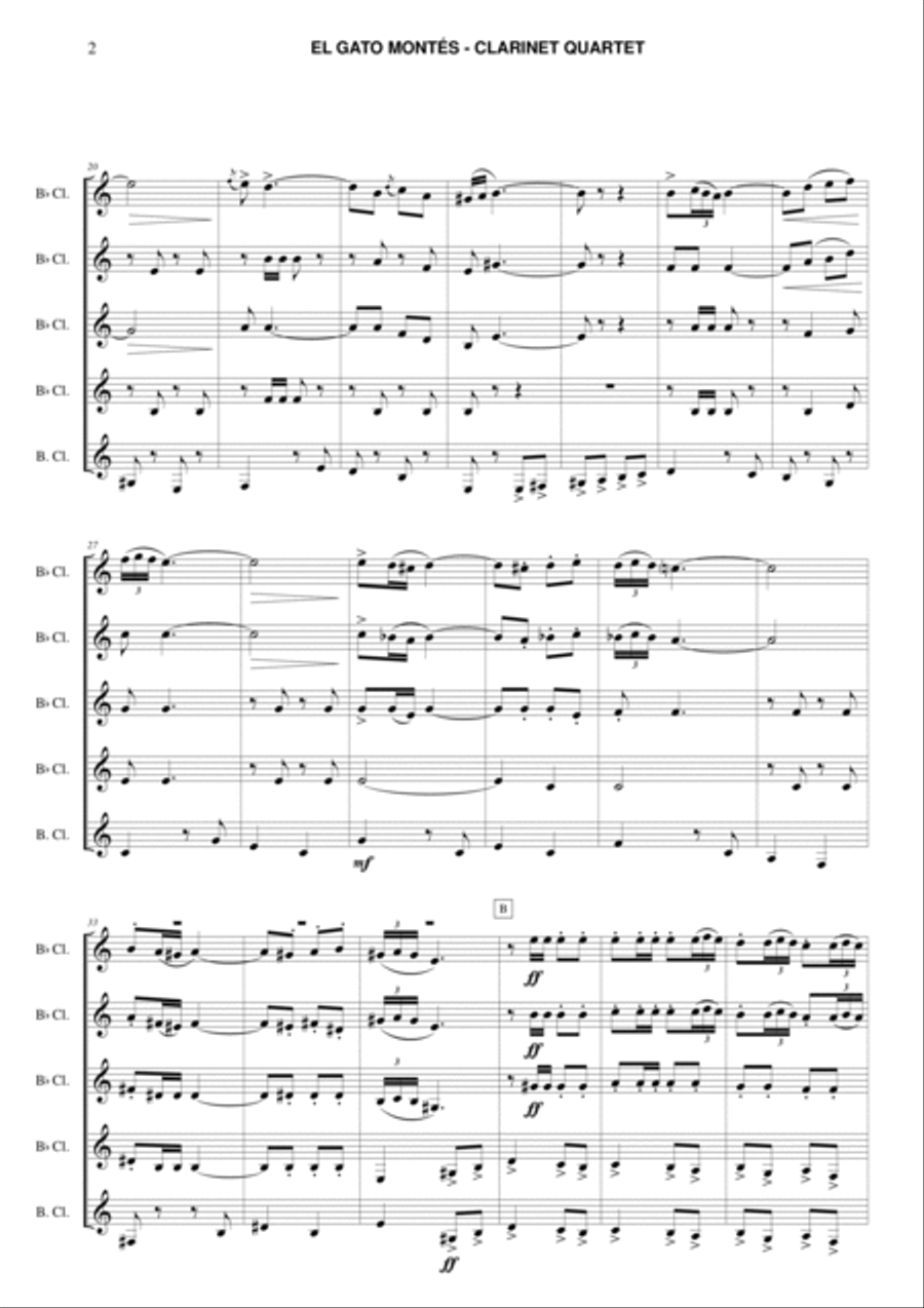 El Gato Montés for clarinet quintet or ensemble Clarinet Quintet scores gallery preview page 2