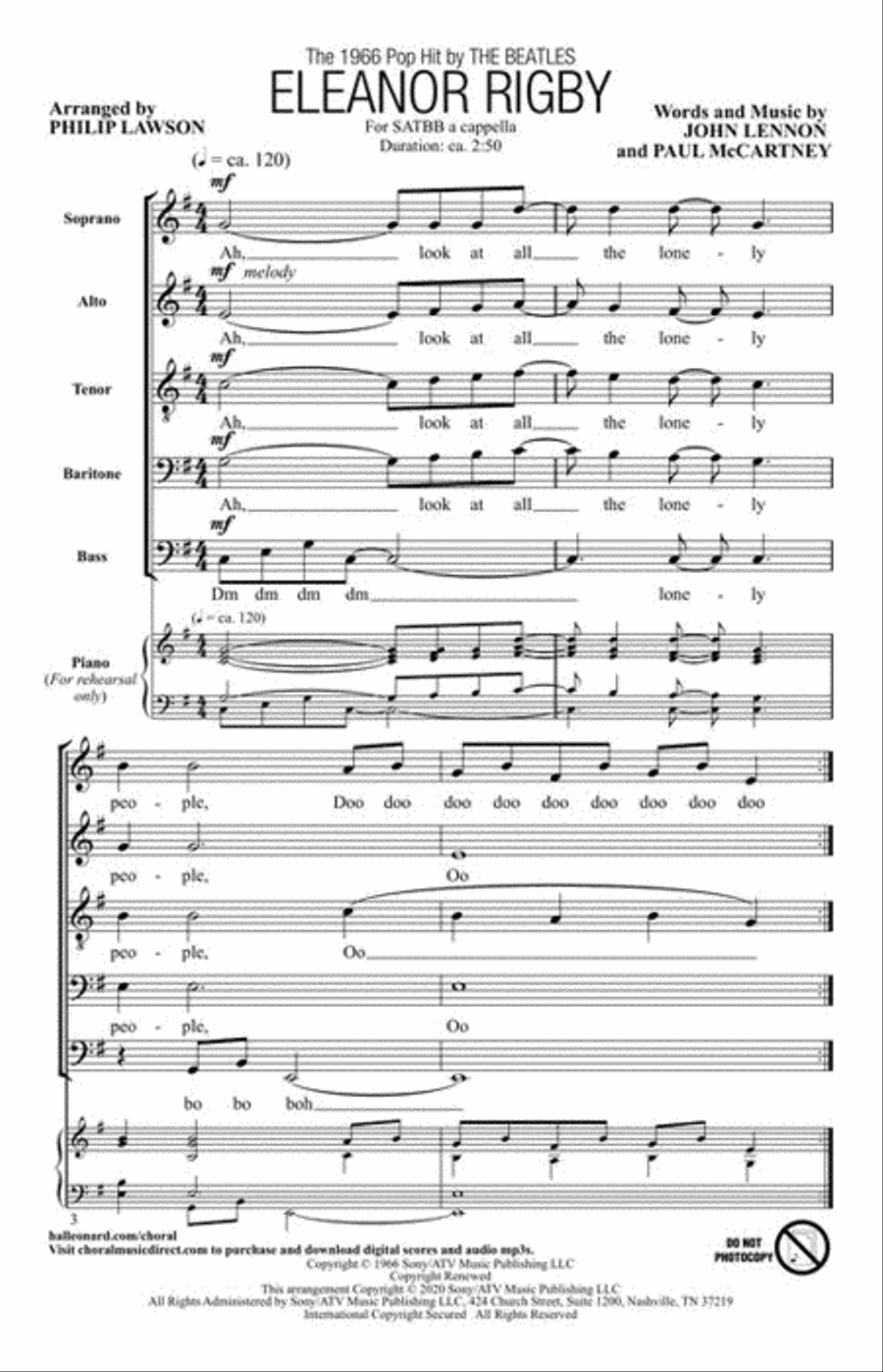 Eleanor Rigby A Cappella scores gallery preview page 3
