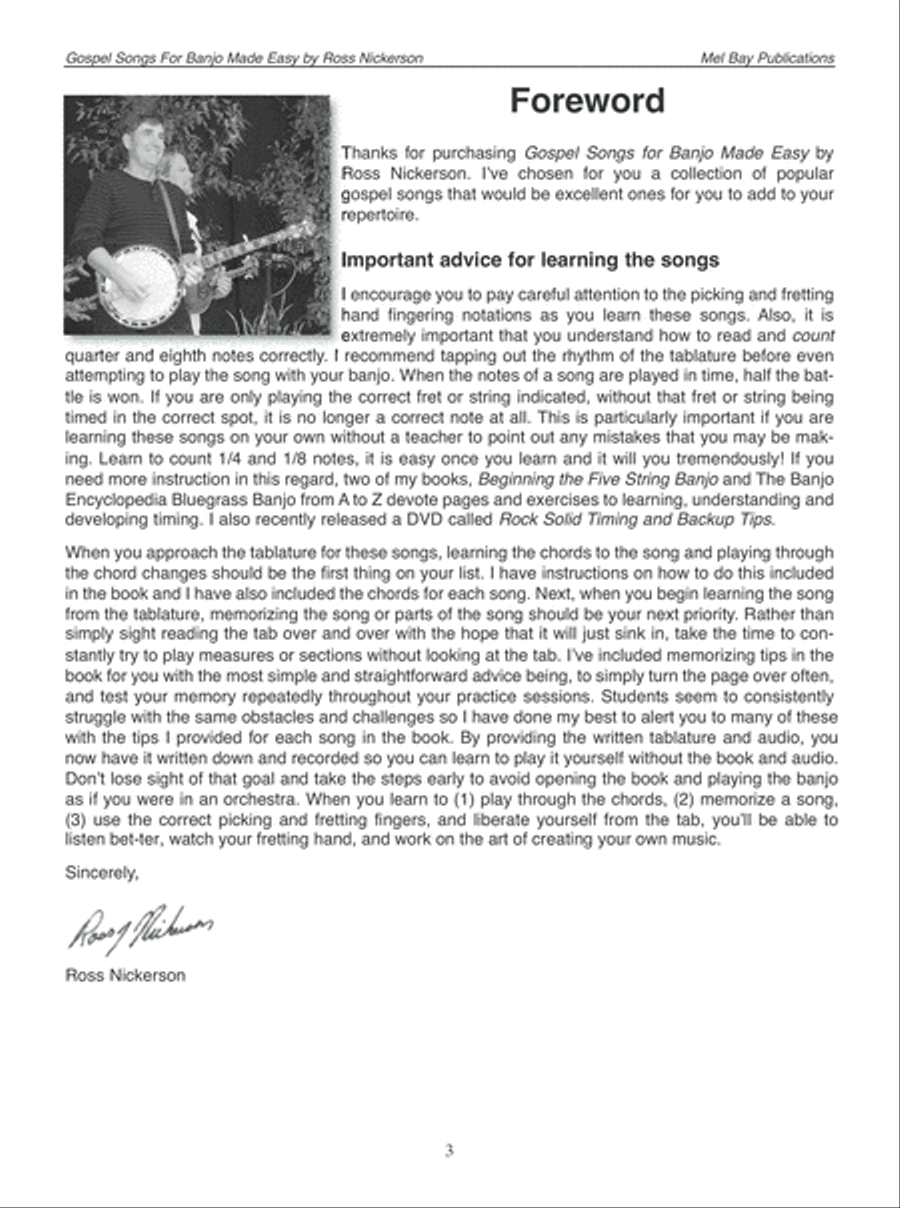 Gospel Songs for Banjo Made Easy Banjo scores gallery preview page 4