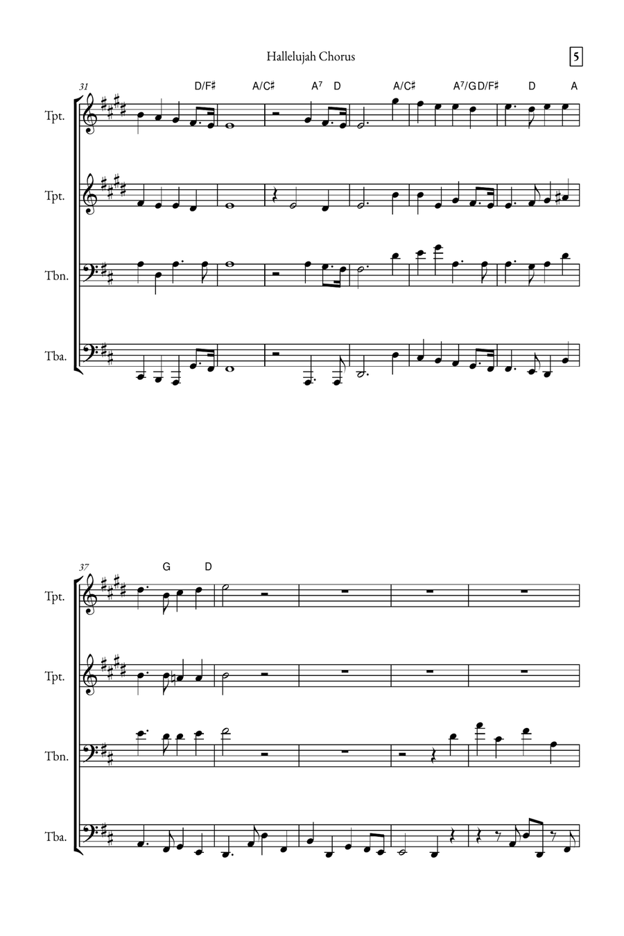 Hallelujah Chorus Brass Quartet scores gallery preview page 5