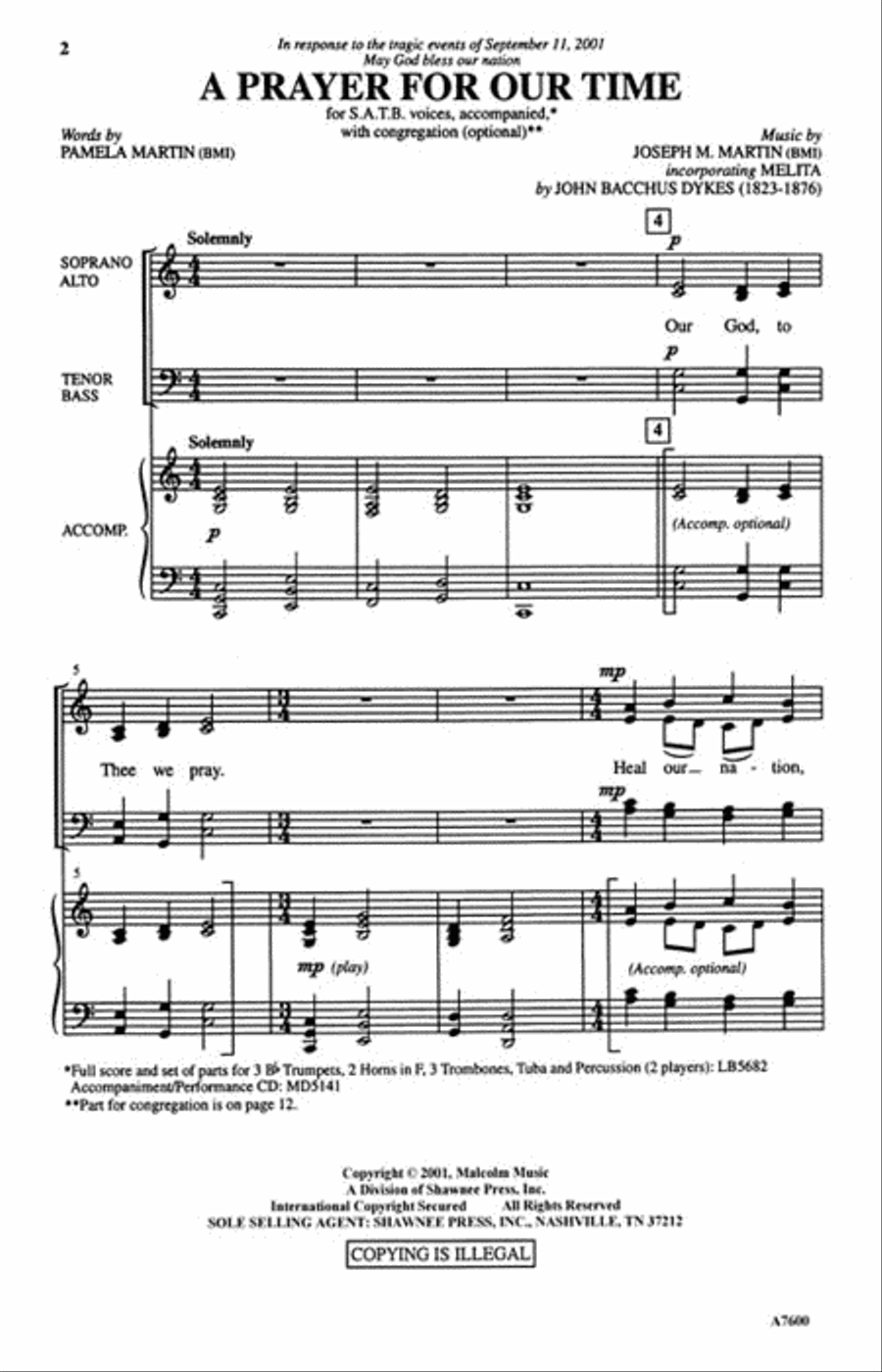 A Prayer for Our Time A Prayer for Our Time 4-Part scores gallery preview page 2