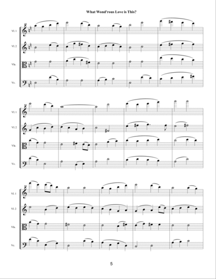 What Wond'rous Love Is This? String Quartet scores gallery preview page 5
