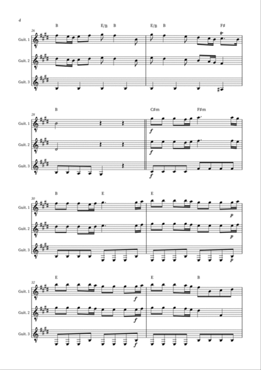 Spring - The Four Seasons for Acoustic Guitar Trio (+ CHORDS) Guitar Ensemble scores gallery preview page 4