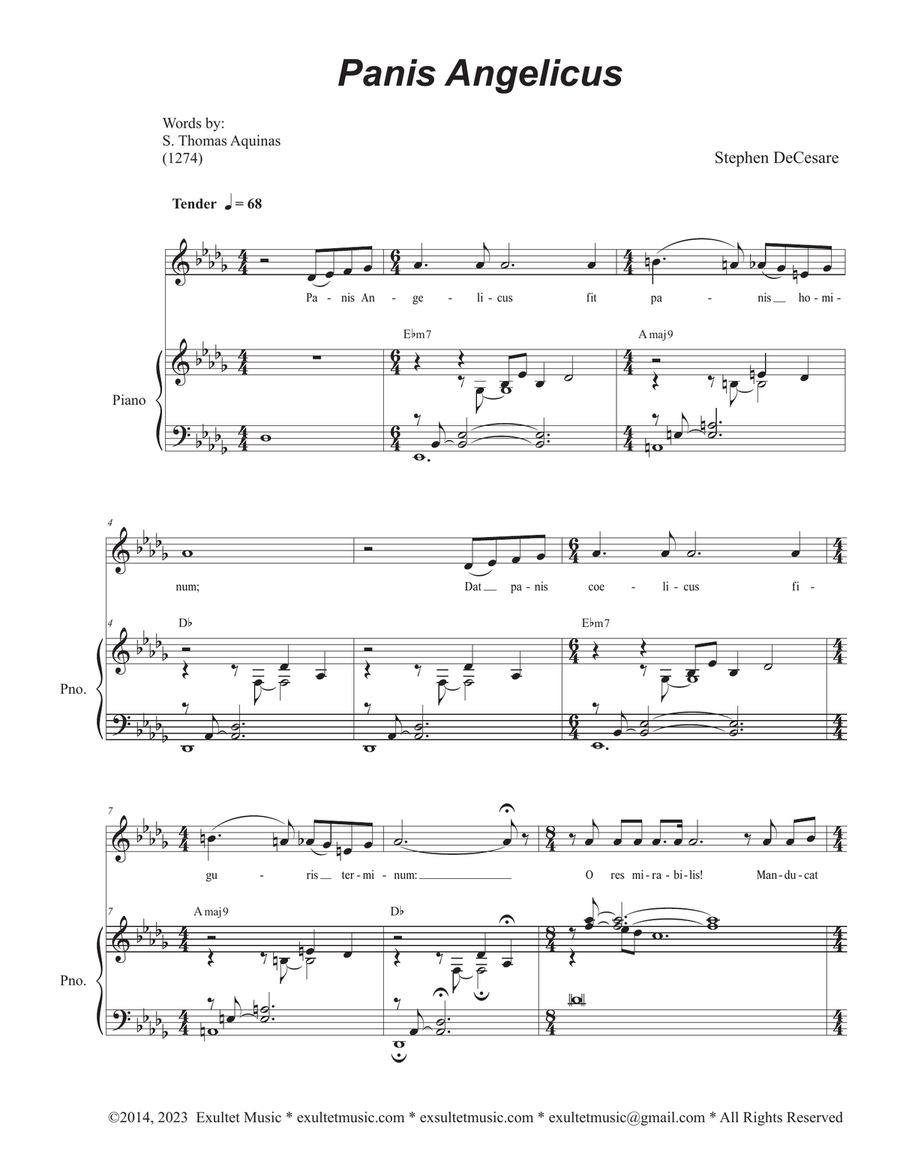 Panis Angelicus (Vocal solo - High Key) Piano, Vocal scores gallery preview page 1