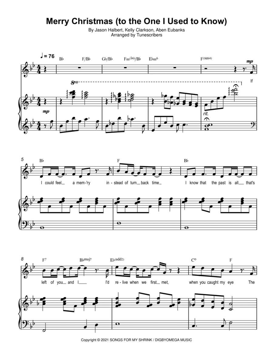 Merry Christmas (to the One I Used to Know) Voice scores gallery preview page 1