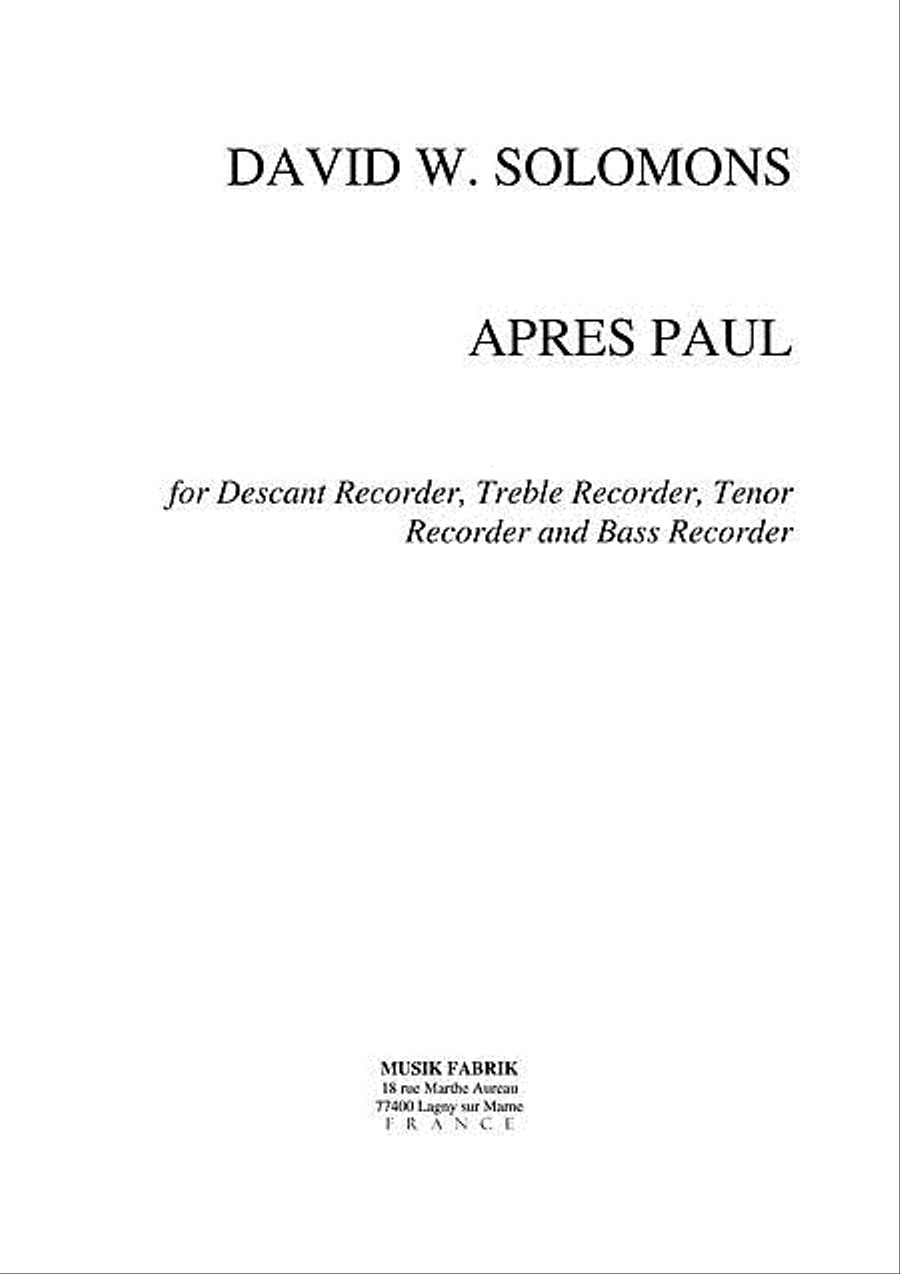Apres Paul Apres Paul Recorder scores gallery preview page 1