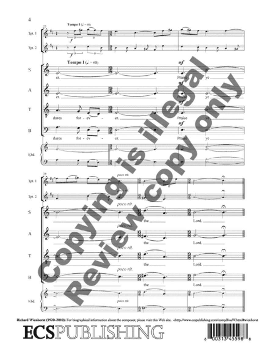Fanfare and Psalm 4-Part scores gallery preview page 4