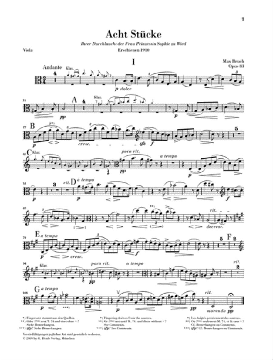 8 Pieces, Op. 83 Clarinet scores gallery preview page 4