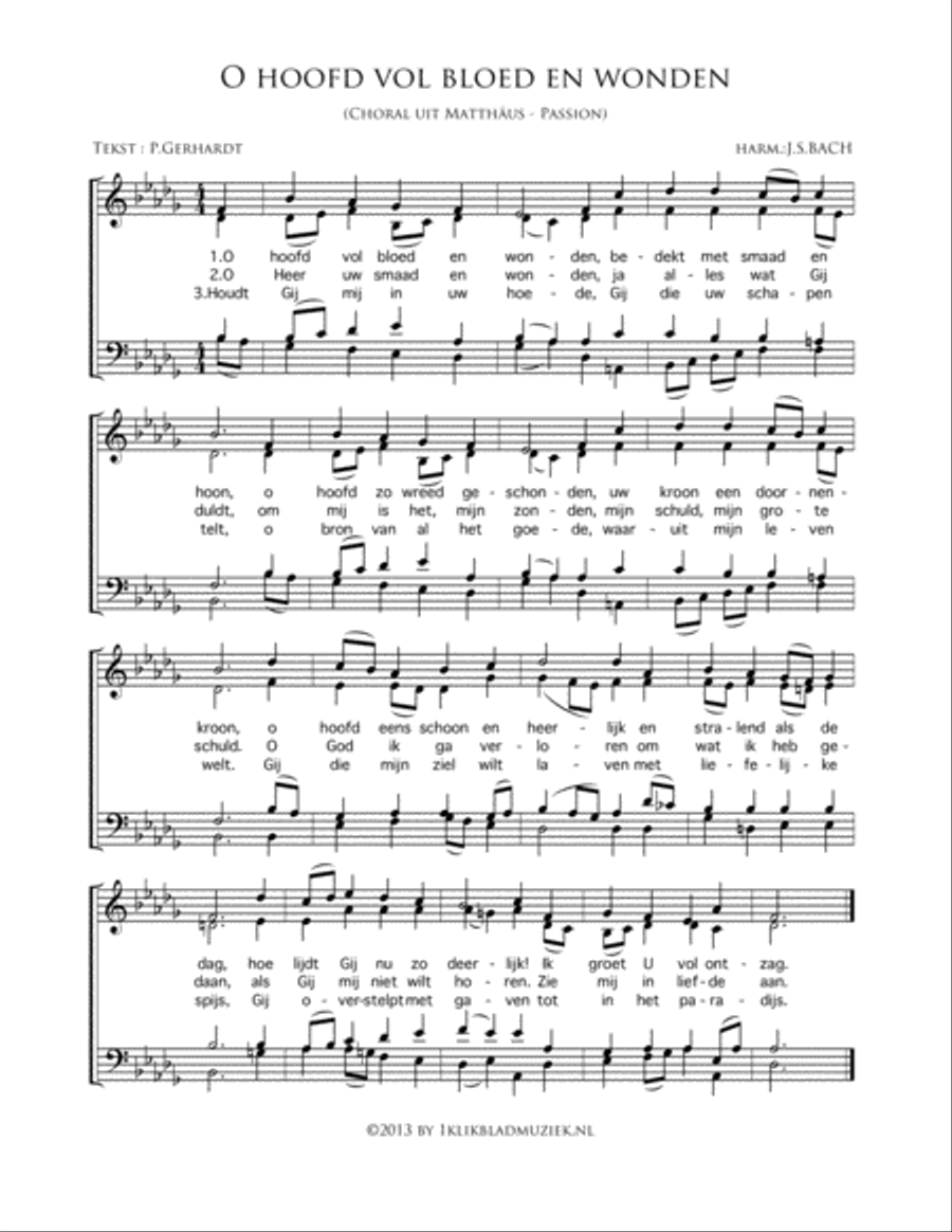 O Hoofd Vol Bloed En Wonden 4-Part scores gallery preview page 1