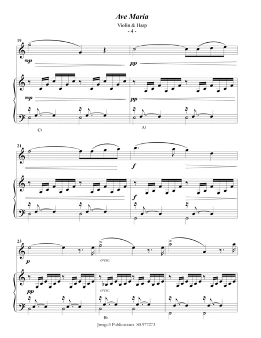 Bach-Gounod: Ave Maria for Violin & Harp String Duet scores gallery preview page 4