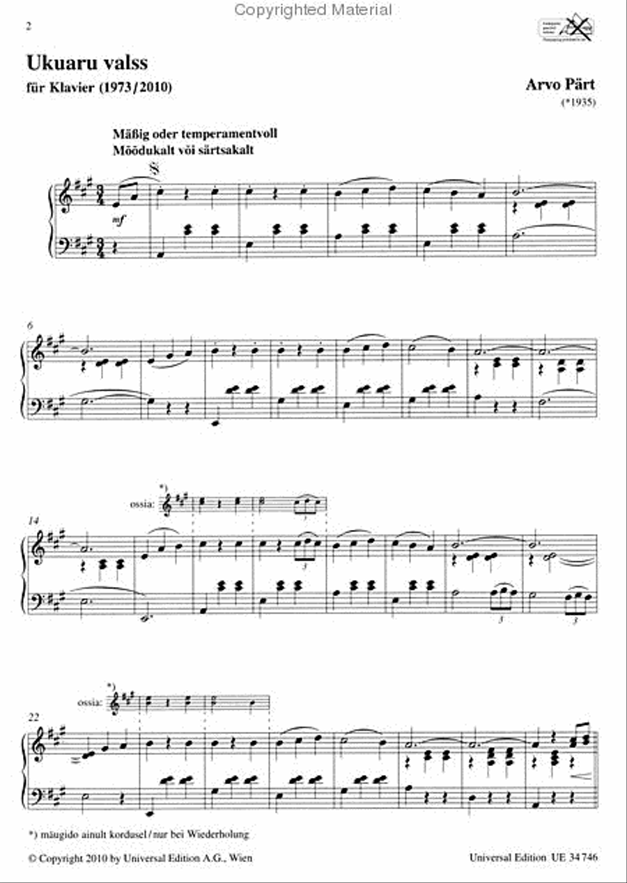 Ukuaru Valss Ukuaru Valss Chamber Music scores gallery preview page 2