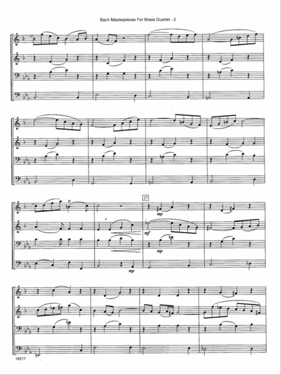 Bach Masterpieces For Brass Quartet Baritone Horn scores gallery preview page 3