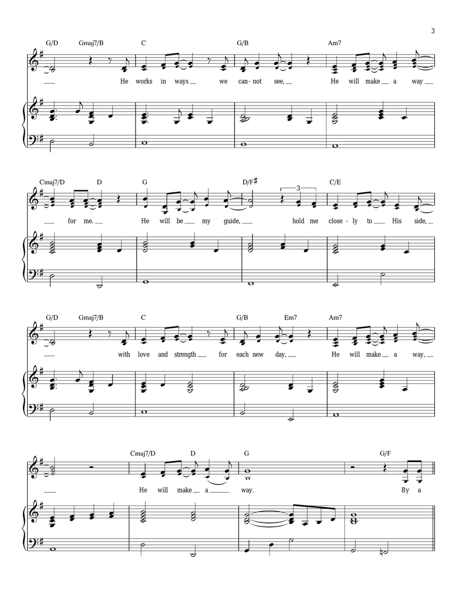 God Will Make A Way Piano, Vocal scores gallery preview page 3
