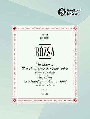 Book cover for Variations on a Hungarian Peasant Song Op. 4