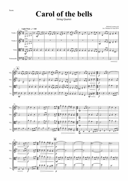 Carol of the Bells - Pentatonix style - String Quartet