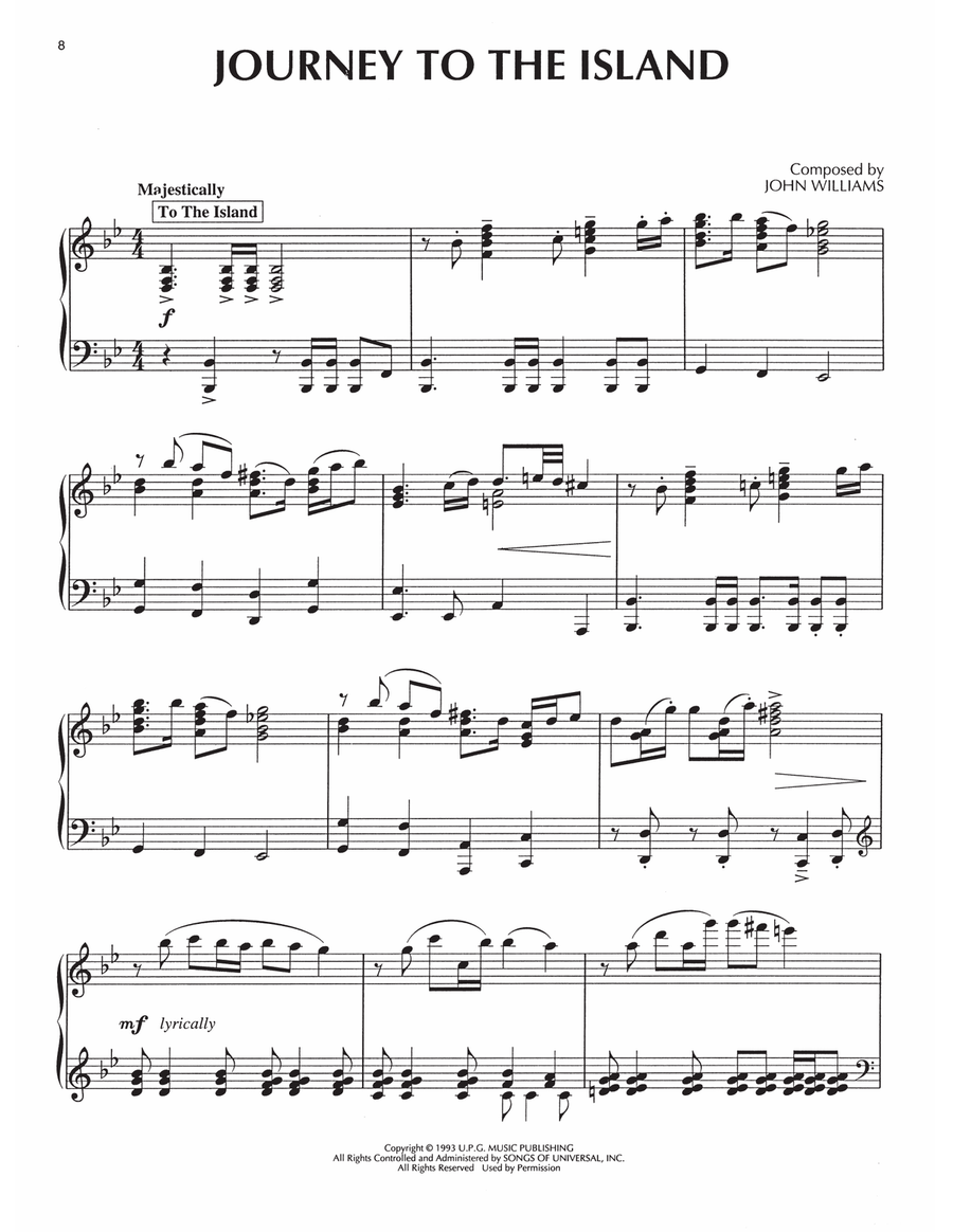 Journey To The Island (from Jurassic Park) Piano Solo scores gallery preview page 1