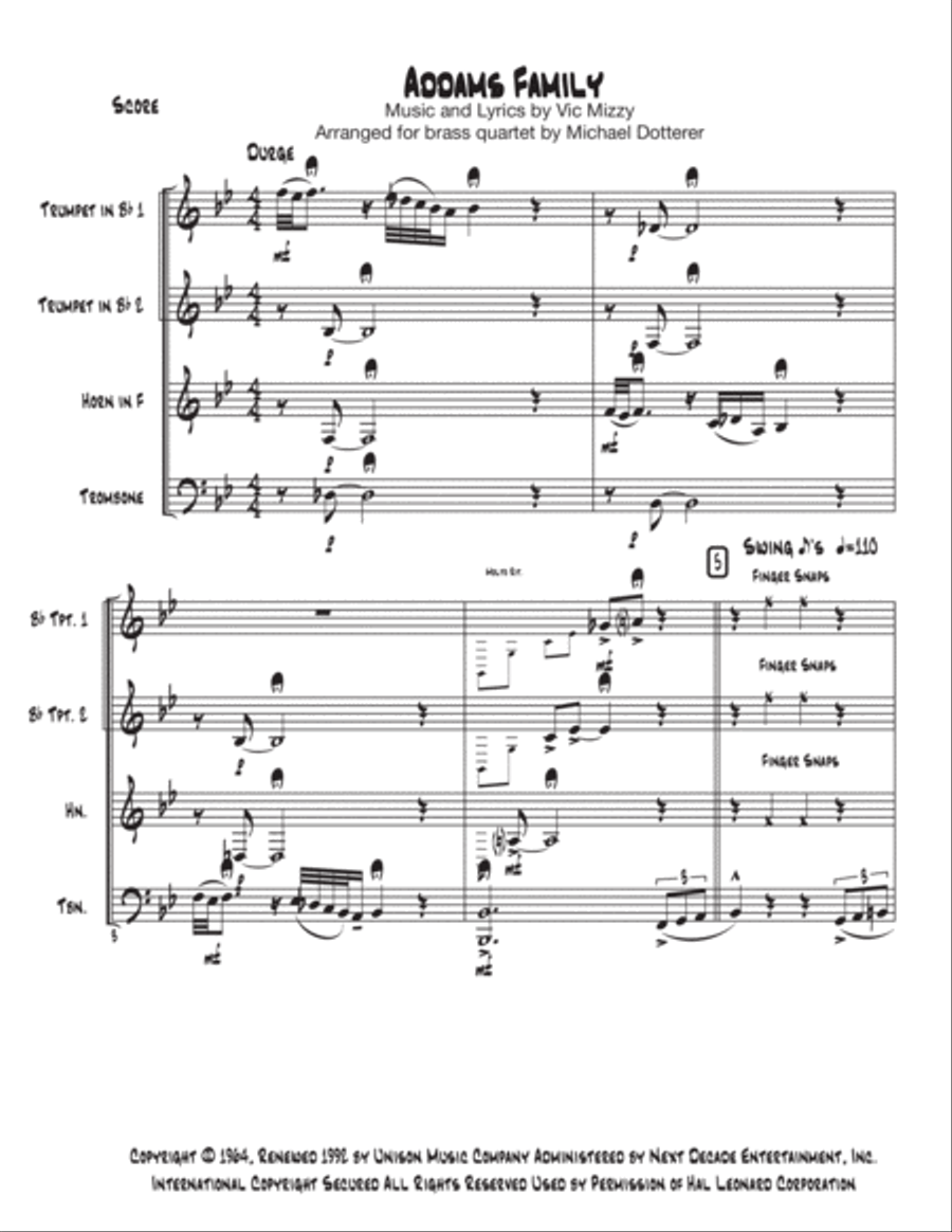 The Addams Family Theme Horn scores gallery preview page 2