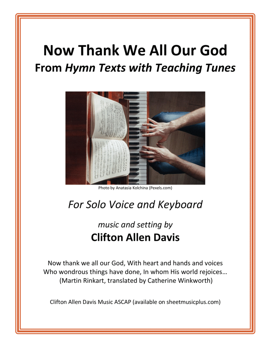 Now Thank We All our God (solo voice/piano) from Hymn Texts with Teaching Tunes by Clifton Davis Small Ensemble scores gallery preview page 1