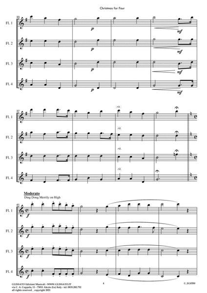 Christmas For Four - Medley for Flute Quartet (score & parts) image number null