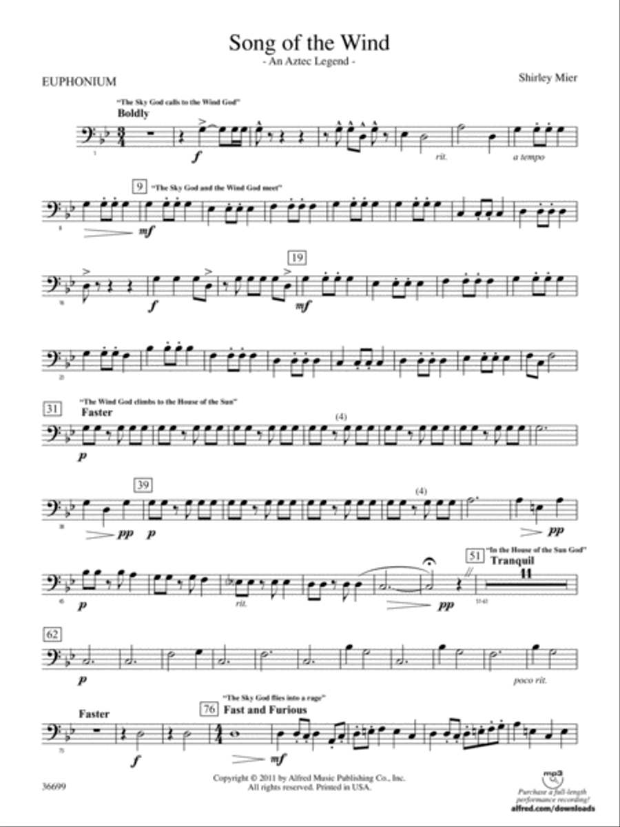 Song of the Wind: Baritone B.C. Concert Band scores gallery preview page 1