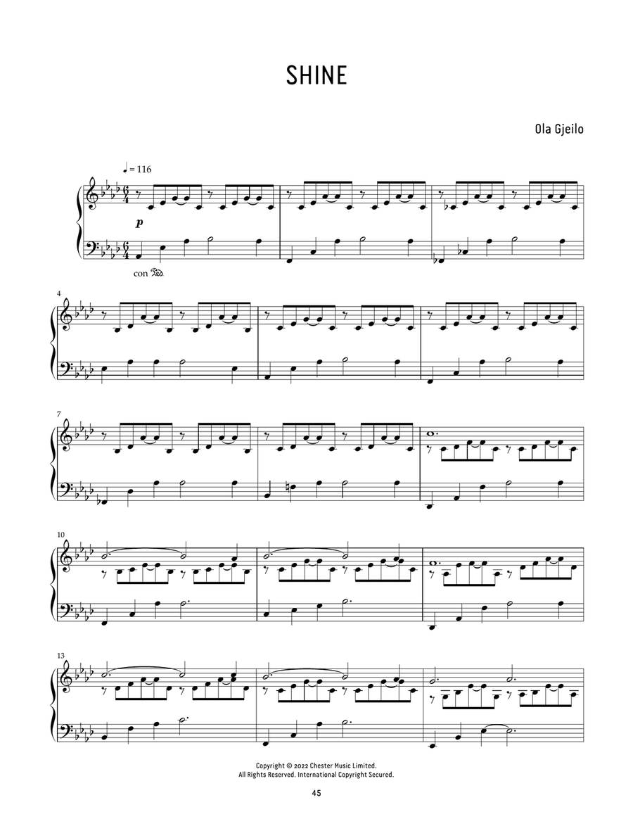 Shine Piano Solo scores gallery preview page 1