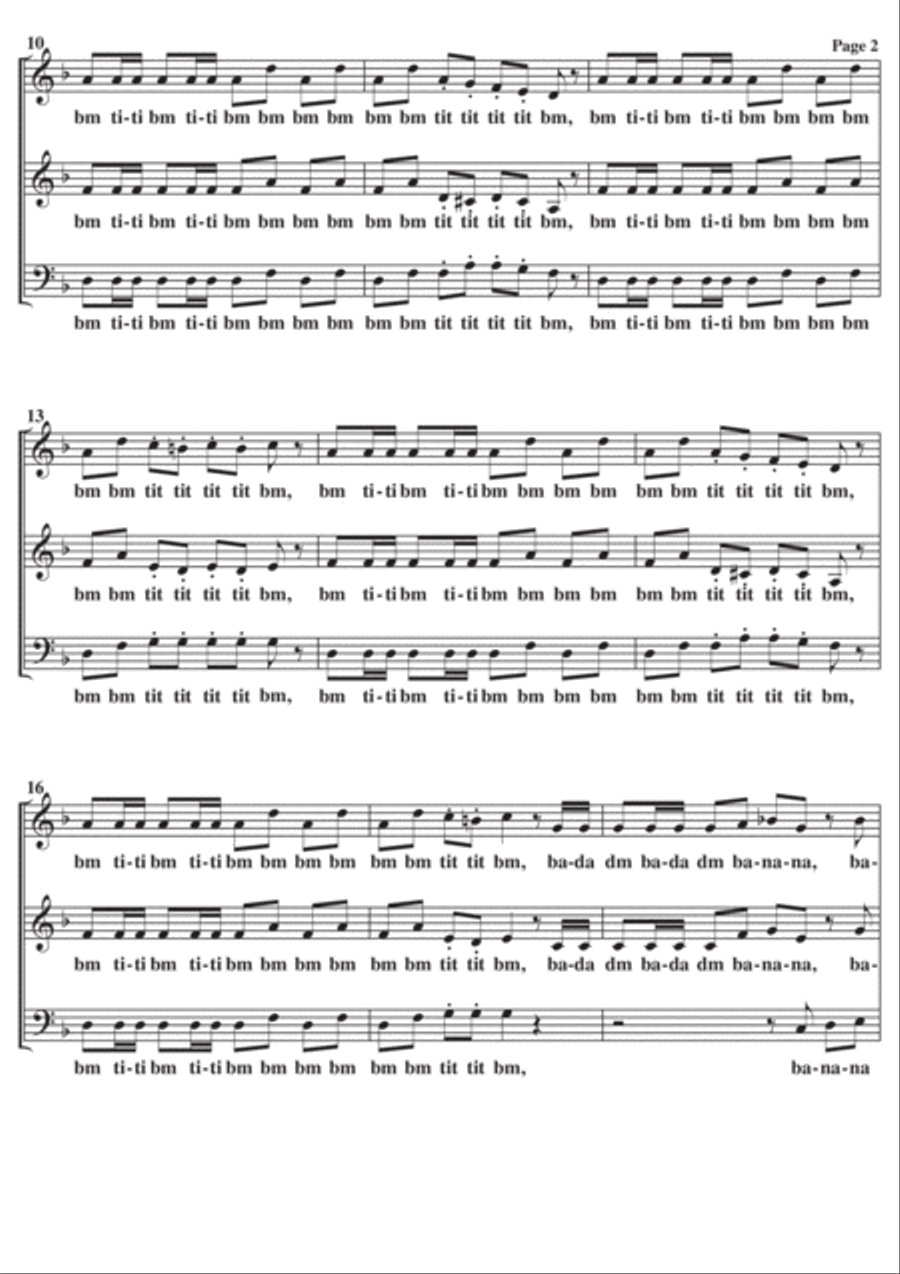 The Lone Ranger theme tune A Cappella SAB 3-Part scores gallery preview page 2