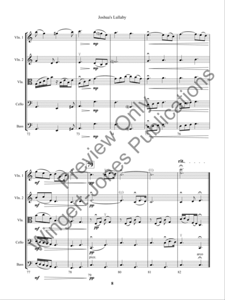 Joshua's Lullaby (Score) String Orchestra scores gallery preview page 11