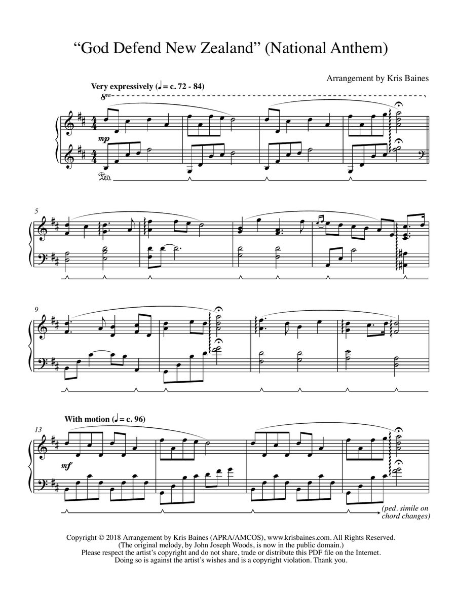 God Defend New Zealand (Reflective Solo Piano Arrangement) image number null