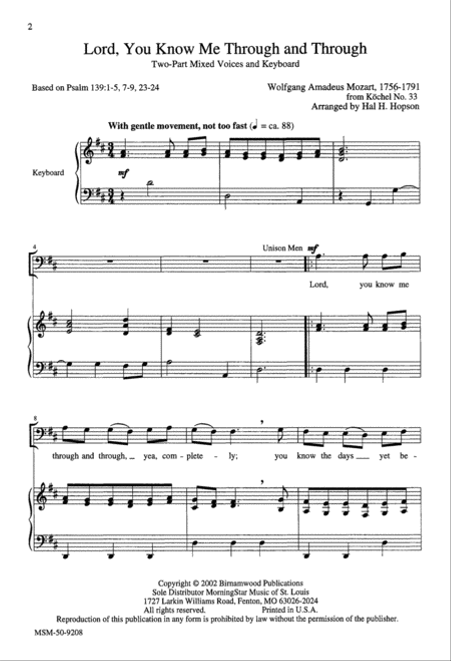 Lord, You Know Me Through and Through 2-Part scores gallery preview page 2