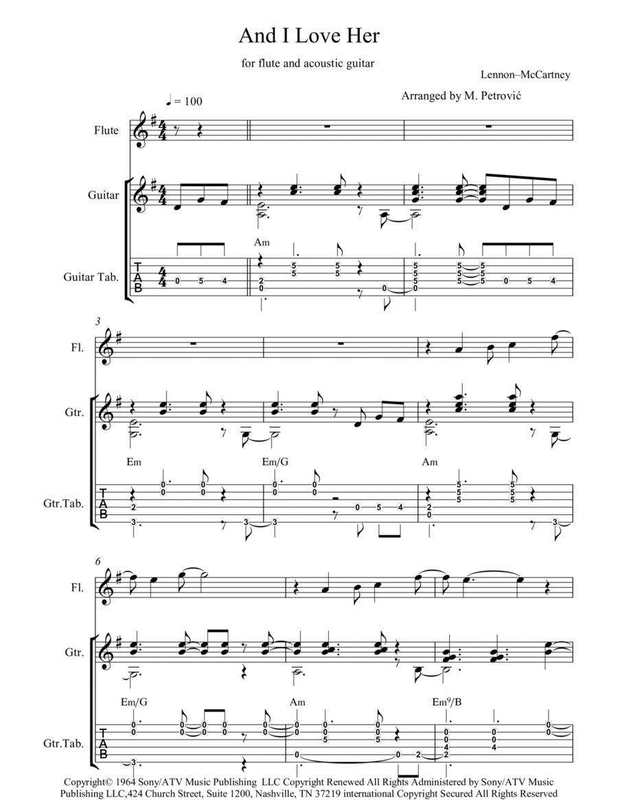 And I Love Her Flute scores gallery preview page 1