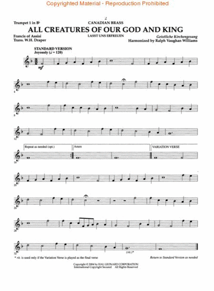 The Canadian Brass – 15 Favorite Hymns – Trumpet 1 by Larry Moore Brass Quintet - Sheet Music