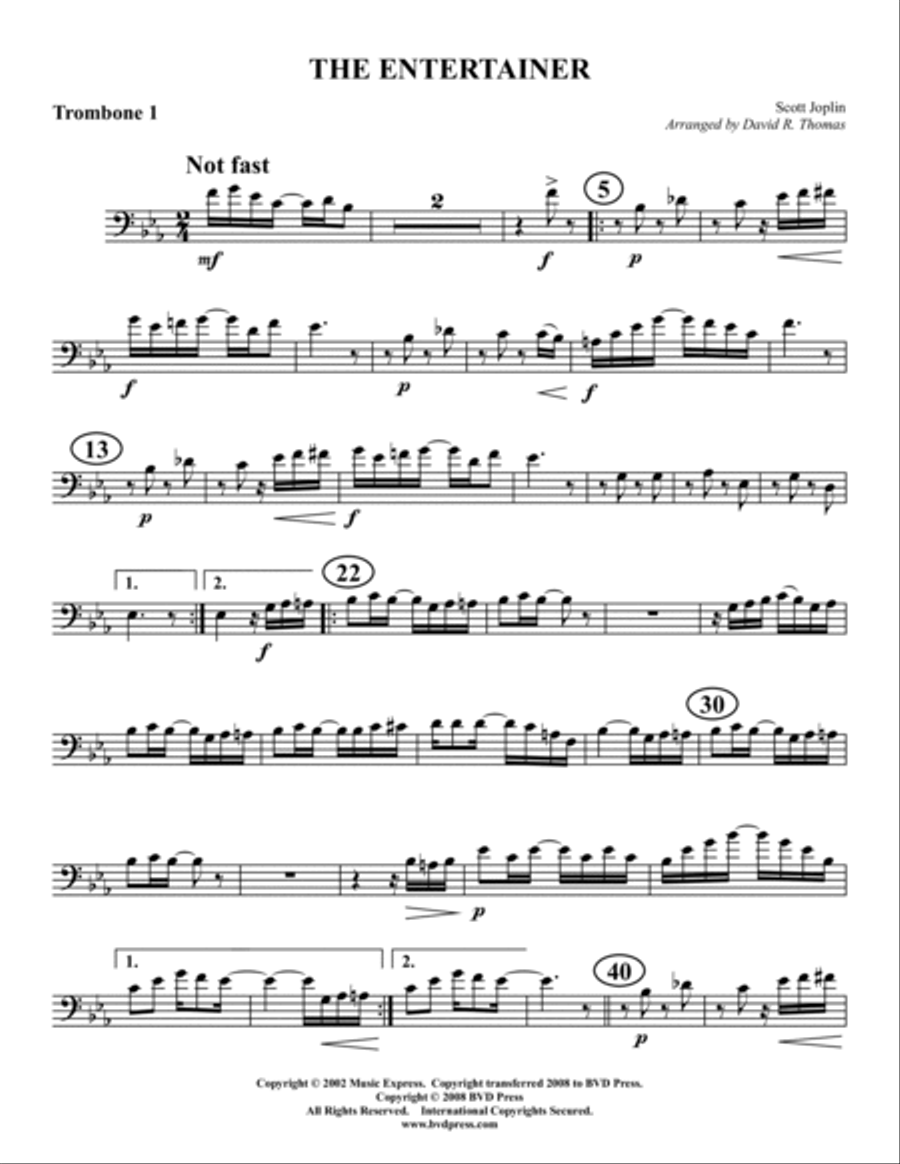 The Entertainer Trombone Quartet scores gallery preview page 4