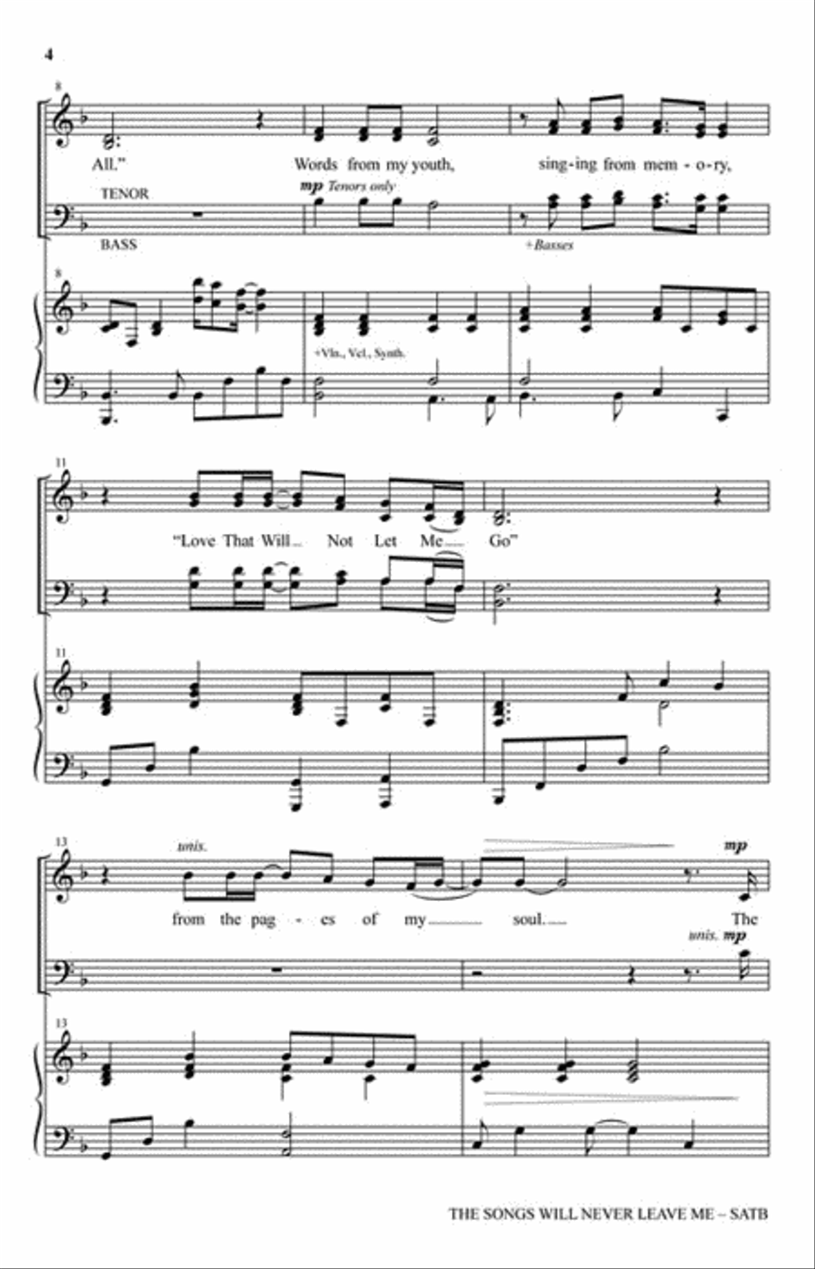 The Songs Will Never Leave Me 4-Part scores gallery preview page 3