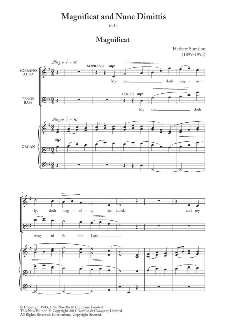 Magnificat And Nunc Dimittis In G Choir scores gallery preview page 1
