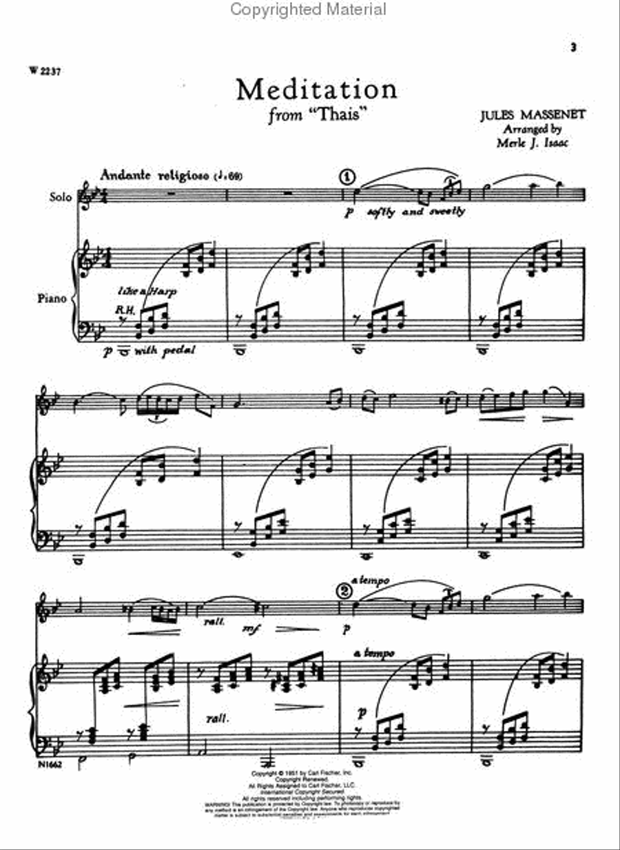Meditation B-Flat Clarinet scores gallery preview page 3