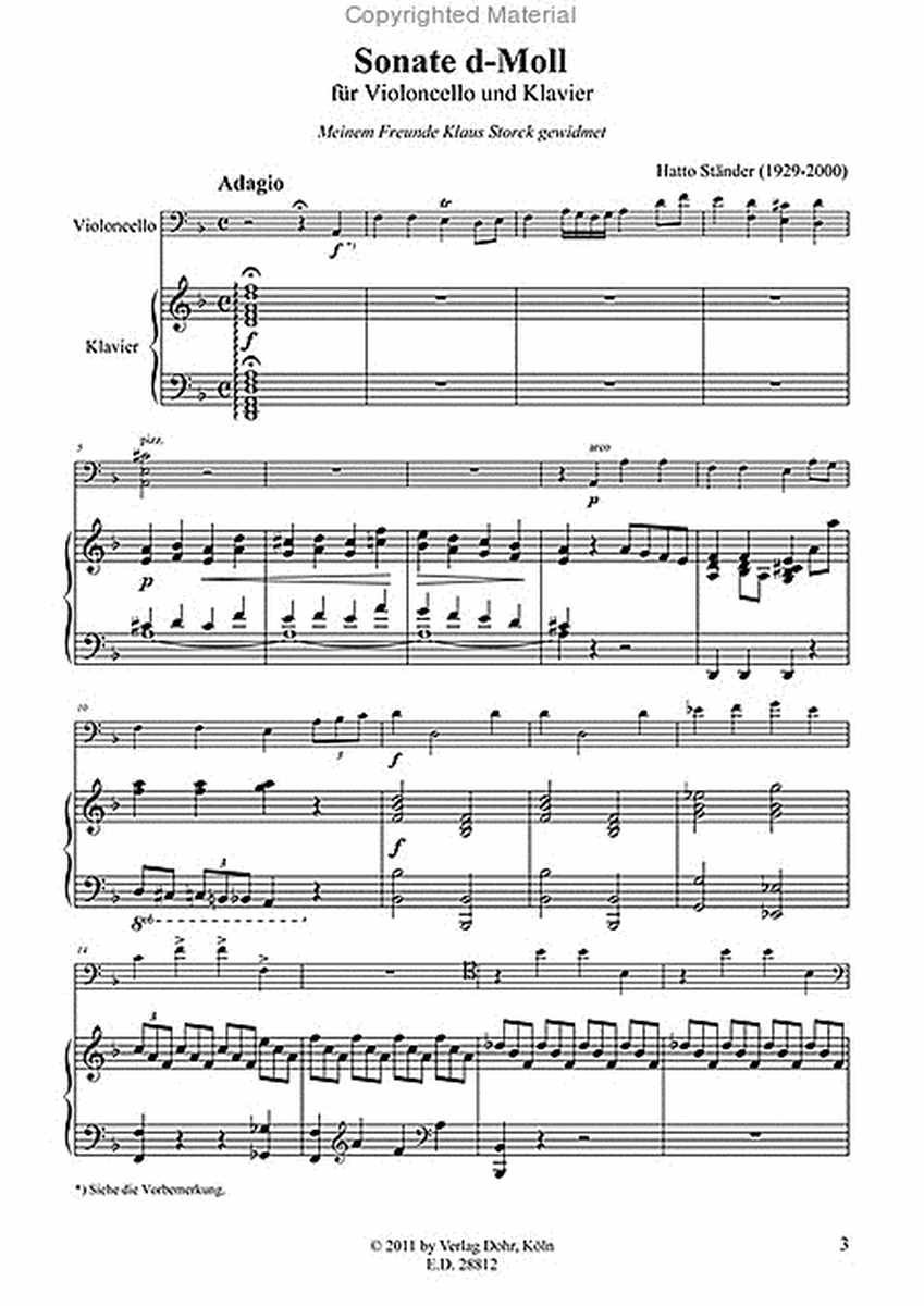 Sonate für Violoncello und Klavier d-Moll (1943)
