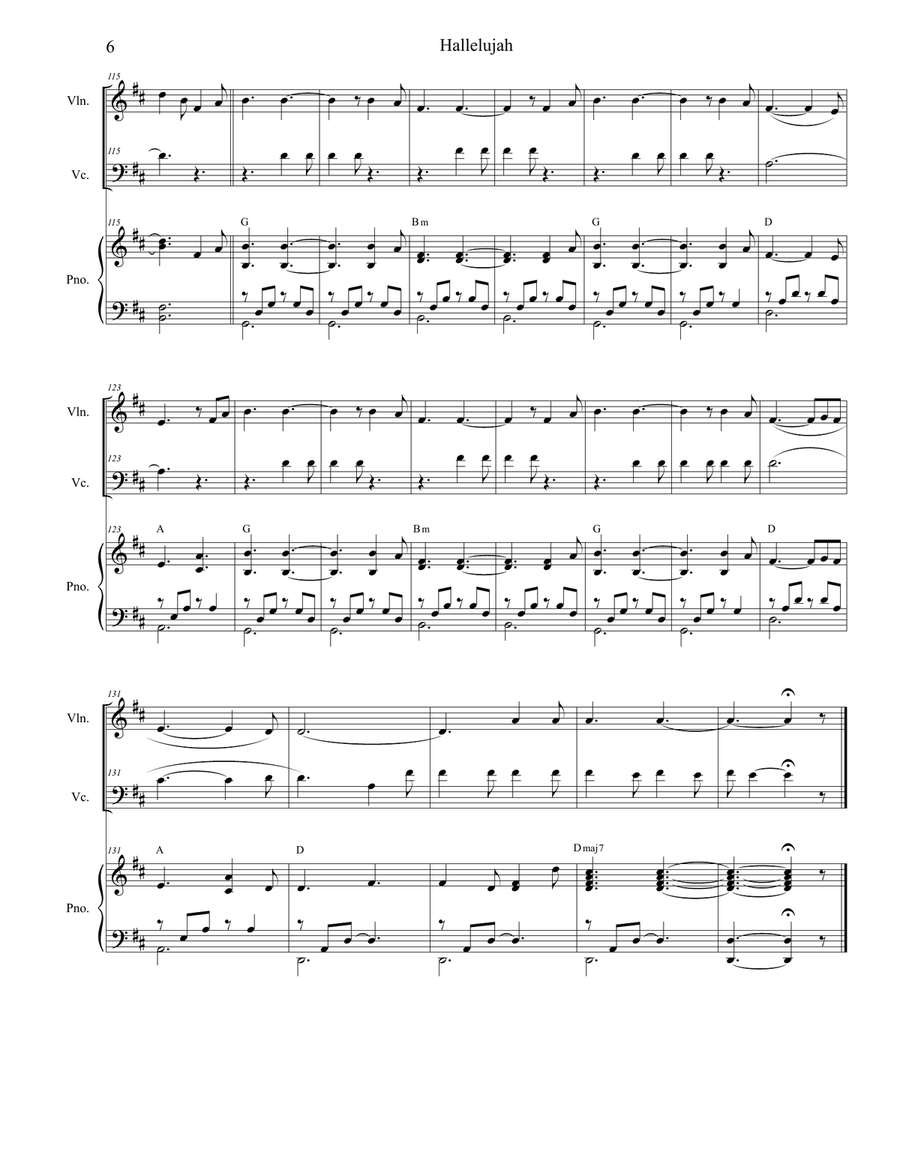Hallelujah Piano Trio scores gallery preview page 6