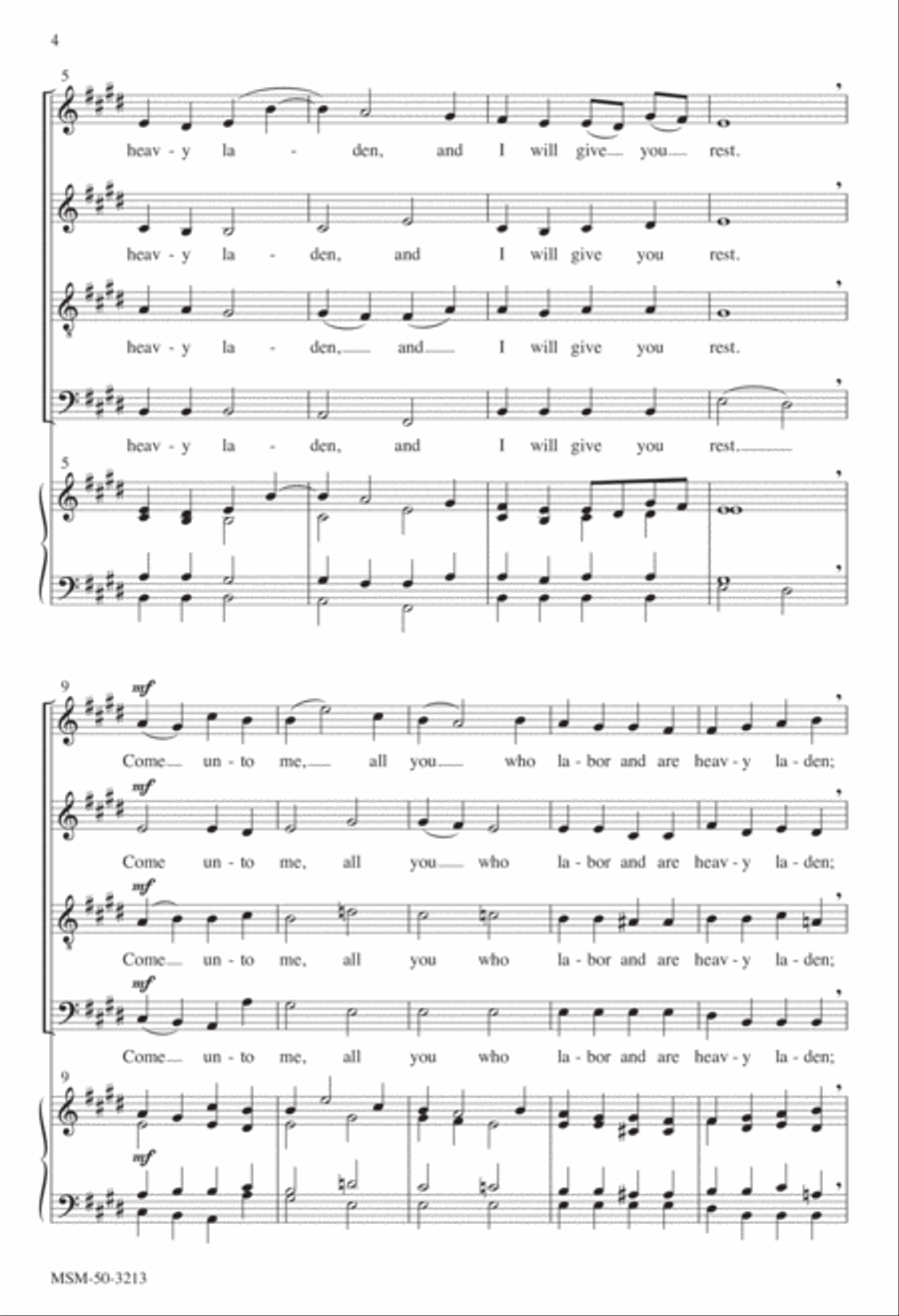 Come unto Me 4-Part scores gallery preview page 3