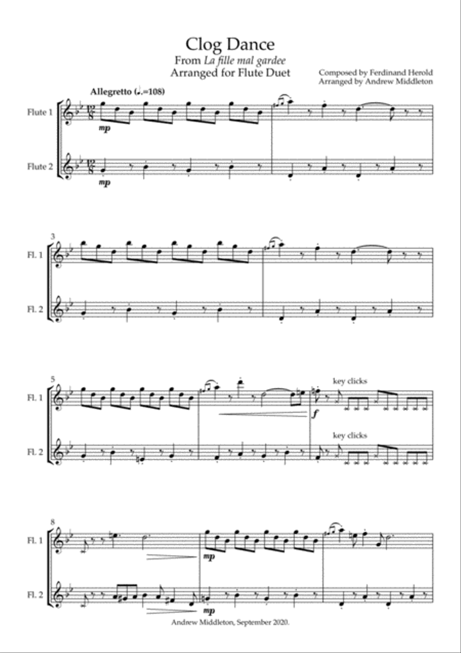 Clog Dance arranged for Flute Duet Flute Duet scores gallery preview page 3