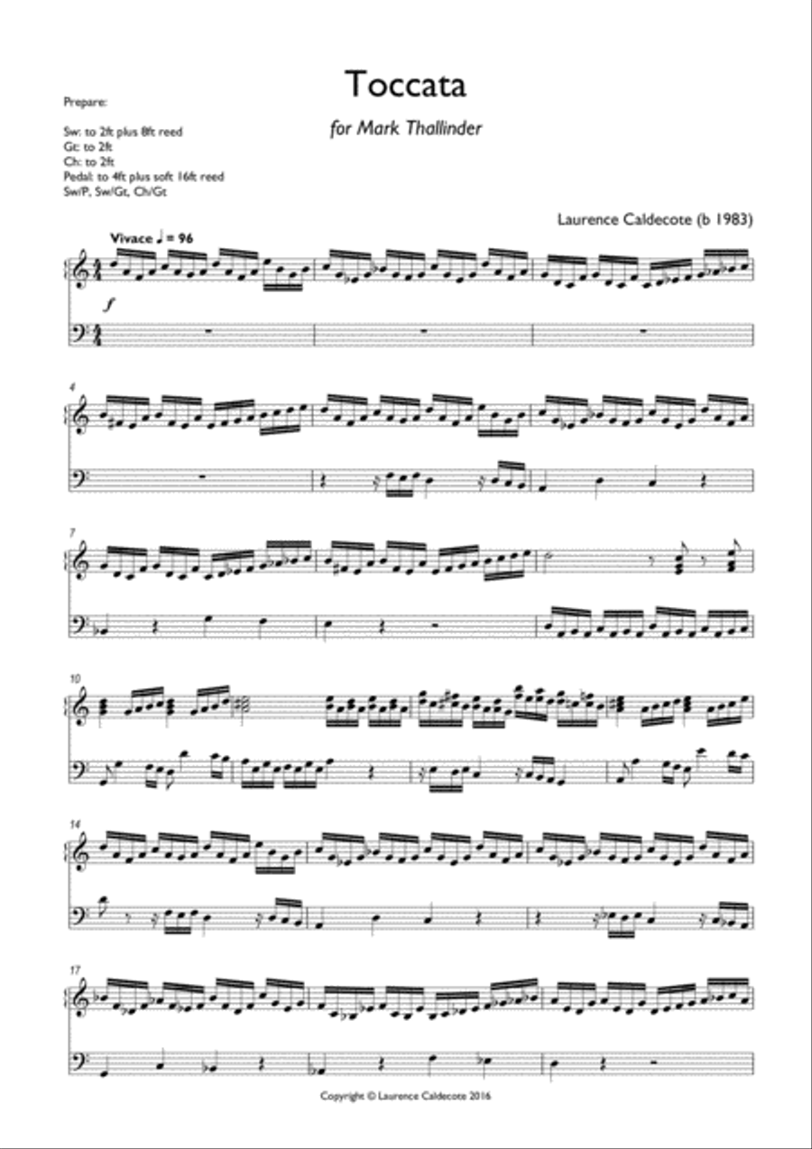 Toccata (for right hand and pedals) Organ Solo scores gallery preview page 1