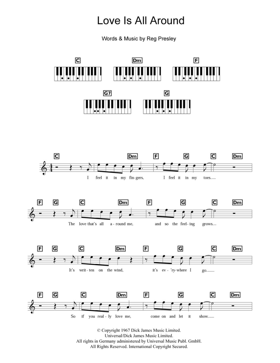 Love Is All Around Piano scores gallery preview page 1