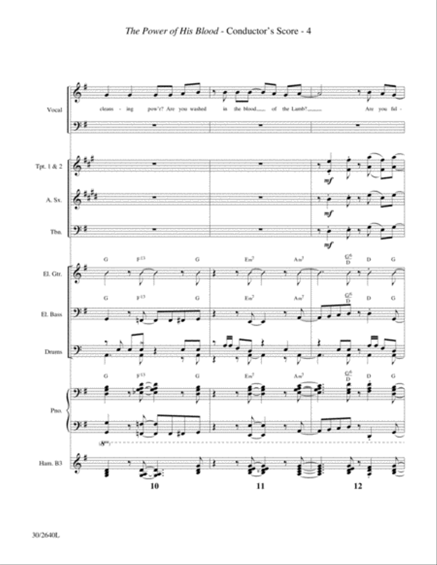 The Power of His Blood - Instrumental Score and Parts Alto Saxophone scores gallery preview page 4