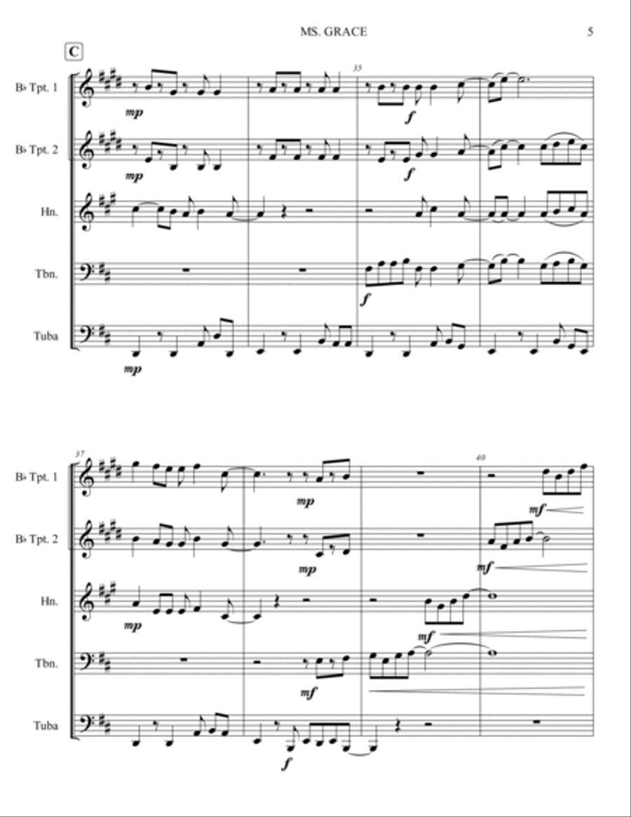 Ms. Grace Brass Quintet scores gallery preview page 6