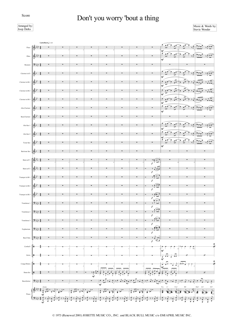 Don't You Worry 'bout A Thing Concert Band scores gallery preview page 1