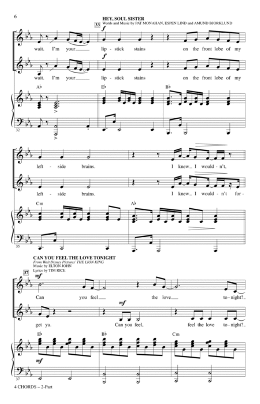 4 Chords (A Choral Medley) 2-Part scores gallery preview page 5