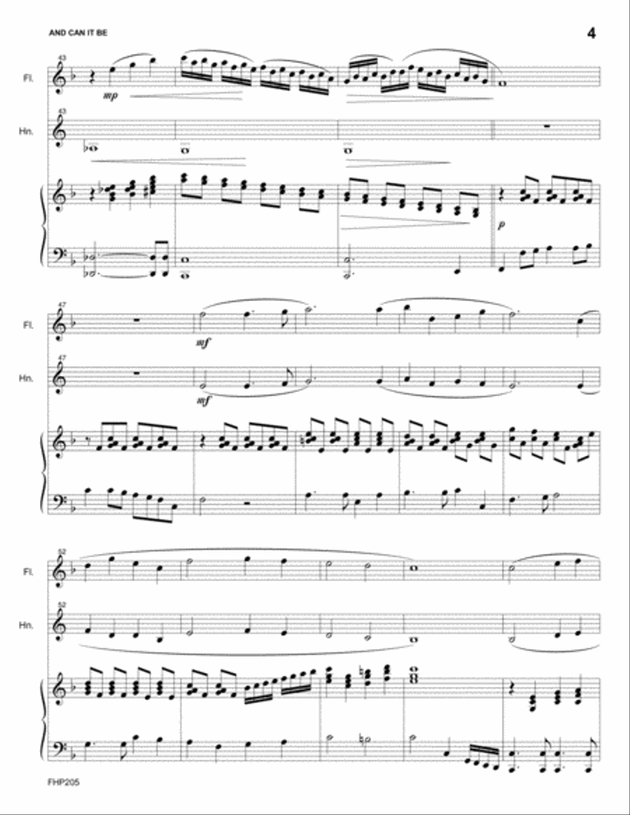 AND CAN IT BE - FLUTE & HORN with Piano Accompaniment Small Ensemble scores gallery preview page 4