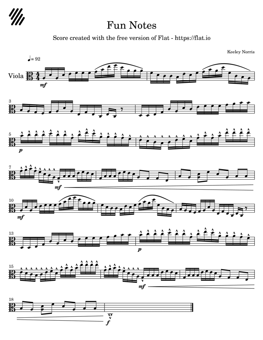 Fun Notes Fun Notes Viola Solo scores gallery preview page 1