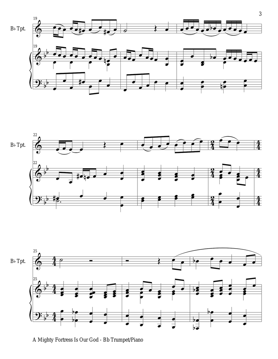 A MIGHTY FORTRESS IS OUR GOD (Duet – Bb Trumpet and Piano/Score and Parts) Trumpet Duet scores gallery preview page 4