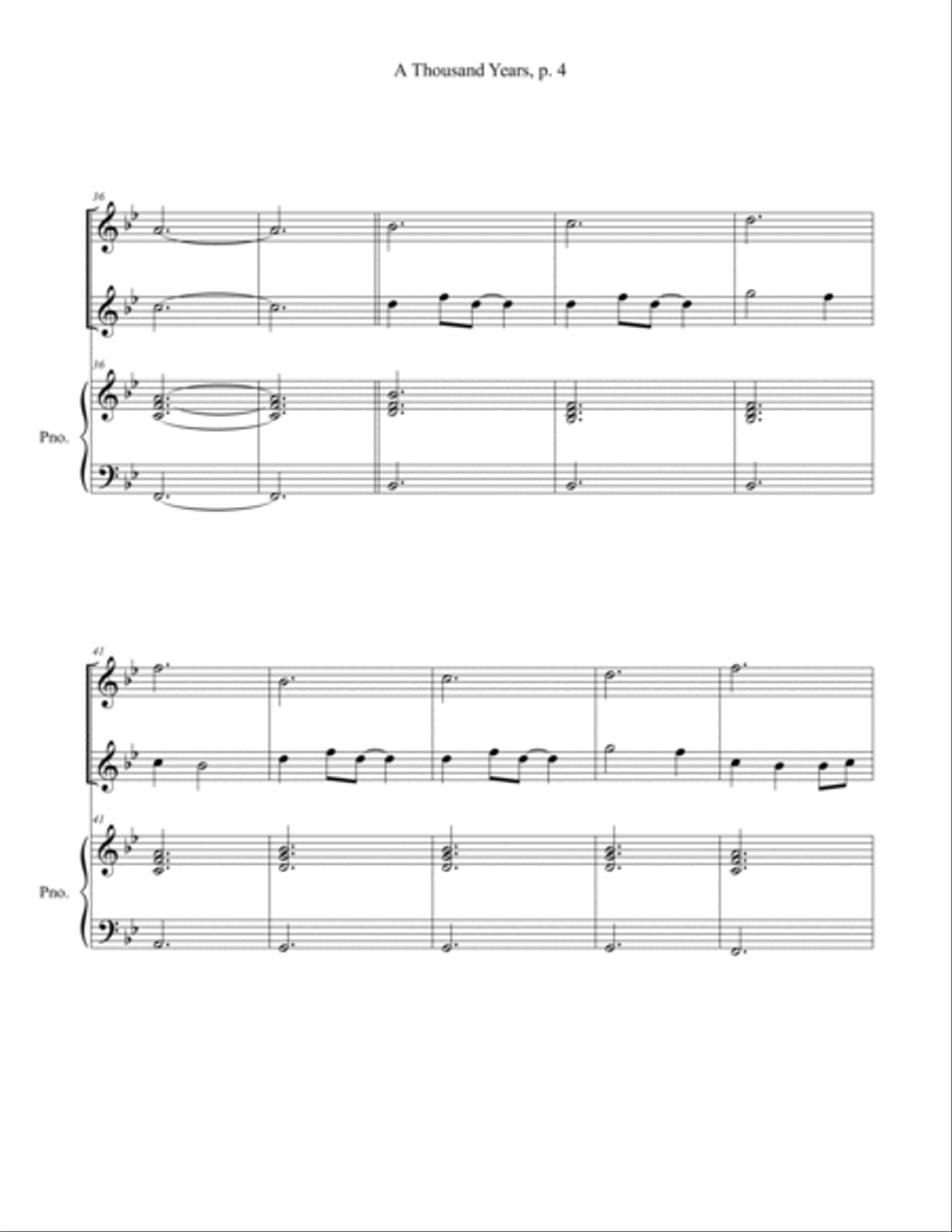 A Thousand Years Woodwind Duet scores gallery preview page 4