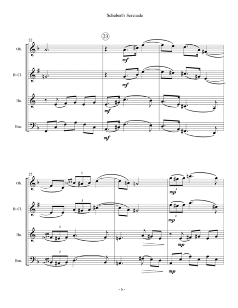 Schubert's Serenade - Wind Quartet Bassoon scores gallery preview page 6